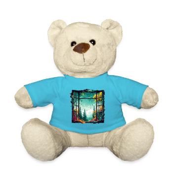 Fenêtre dans la forêt / Arbres / Vue / Sauvage - Nounours - bleu outremer - Devant