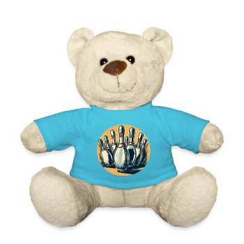 Bowling / Skittles / Bowling Alley / Pin / Strike - Teddy Bear - atoll blue - Front