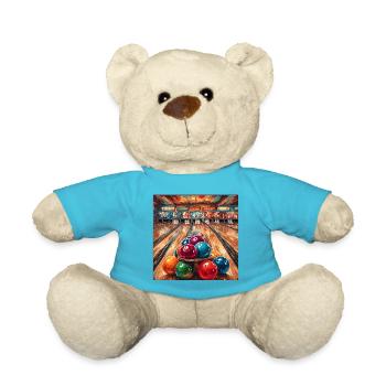Bowling / Skittles / Bowling Alley / Pin / Strike - Teddy Bear - atoll blue - Front