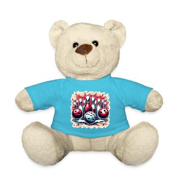 Bowling / Skittles / Bowling Alley / Pin / Strike - Teddy Bear - atoll blue - Front