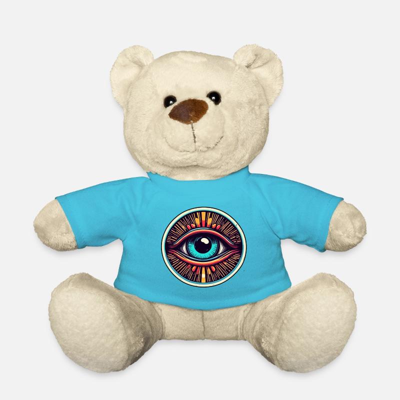 Psychedelic / Auge / Psychobilly / Comic / bunt - Teddy - Atollblau