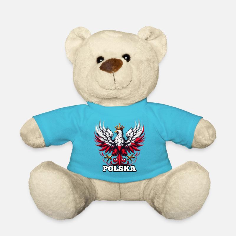Poland Polska Polish Flag Flag Gift - Teddy Bear - atoll blue