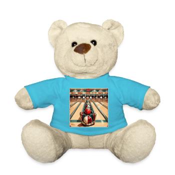 Bowling / Skittles / Bowling Alley / Pin / Strike - Teddy Bear - atoll blue - Front