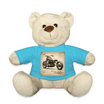 Bauplan / Sepia / Vintage / Retro / Motorrad - Teddy - Atollblau - Vorne