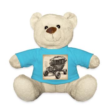 Bauplan / Sepia / Vintage / Retro / Auto - Teddy - Atollblau - Vorne