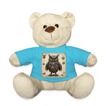 Bauplan / Sepia / Vintage / Retro / Eule - Teddy - Atollblau - Vorne