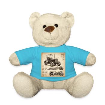 Blueprint / Sepia / Vintage / Retro / Tractor - Teddy Bear - atoll blue - Front
