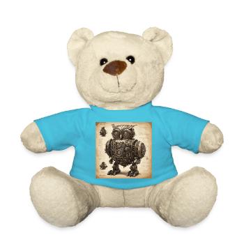 Bauplan / Sepia / Vintage / Retro / Eule - Teddy - Atollblau - Vorne