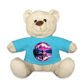 Angler Siluette / Fishing / Fish / Lake / Sport - Teddy Bear - atoll blue - Front