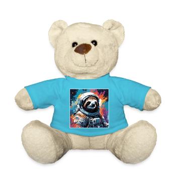 Astronaut / Weltall / Tier / Faultier / Raumschiff - Teddy - Atollblau - Vorne