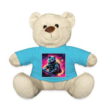 Astronaut / Space / Cat / Rooster / Spaceship - Teddy Bear - atoll blue - Front