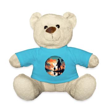 Angler Siluette / Fishing / Fish / Lake / Sport - Teddy Bear - atoll blue - Front