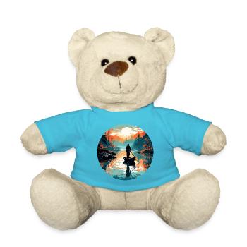 Angler Siluette / Fishing / Fish / Lake / Sport - Teddy Bear - atoll blue - Front