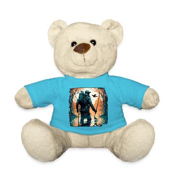 Angler Siluette / Fishing / Fish / Lake / Sport - Teddy Bear - atoll blue - Front