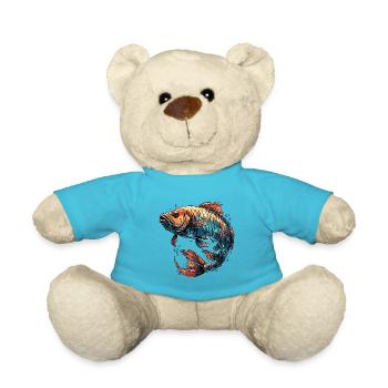 Angler Siluette / Fishing / Fish / Lake / Sport - Teddy Bear - atoll blue - Front