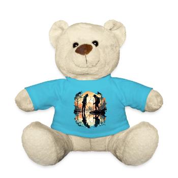 Angler Siluette / Fishing / Fish / Lake / Sport - Teddy Bear - atoll blue - Front