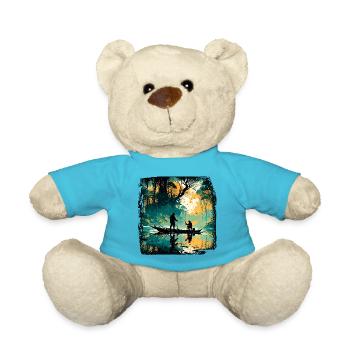 Angler Siluette / Fishing / Fish / Lake / Sport - Teddy Bear - atoll blue - Front