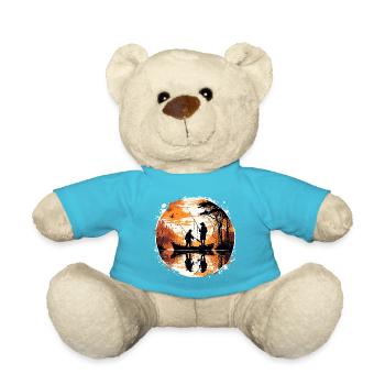Angler Siluette / Fishing / Fish / Lake / Sport - Teddy Bear - atoll blue - Front