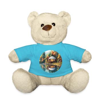 Lakeside House / Cabin / Lake / Mountains / Nature /Forest - Teddy Bear - atoll blue - Front