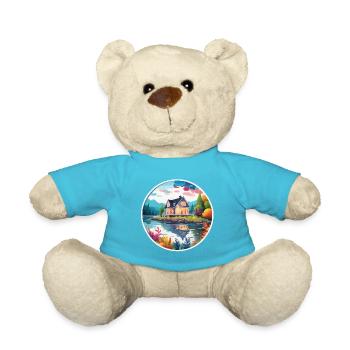 Lakeside House / Cabin / Lake / Mountains / Nature /Forest - Teddy Bear - atoll blue - Front