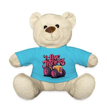 Ich liebe Traktoren cooler Traktor dicke Reifen - Teddy - Atollblau - Vorne