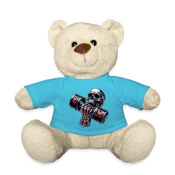 No Limit Workout Bodybuilding Skull mit Hantel - Teddy - Atollblau - Vorne