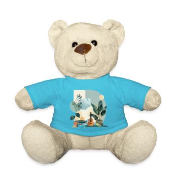 Pflanzen und Musik - hochwertiger Modedruck - Teddy - Atollblau - Vorne