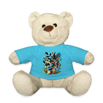 Pflanzen und Musik - hochwertiger Modedruck - Teddy - Atollblau - Vorne