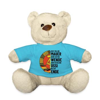 Ossi bis zum Ende - DDR Spruch - Teddy - Atollblau - Vorne