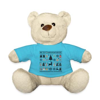 Scandinavian Christmas Elements and Winter Trees - Teddy Bear - atoll blue - Front