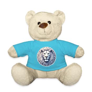 Majestätisches Porträt eines weißen Löwen - Teddy - Atollblau - Vorne