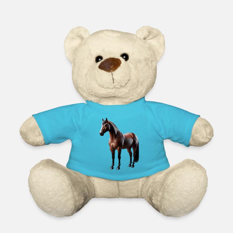 Cheval Brun - Nounours - bleu outremer