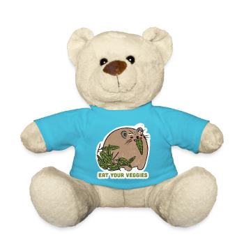 Eat Your Veggies – Funny Animal Motif - Teddy Bear - atoll blue - Front