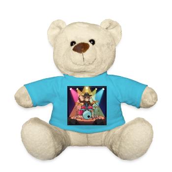 Funny monkey on drums - Teddy Bear - atoll blue - Front