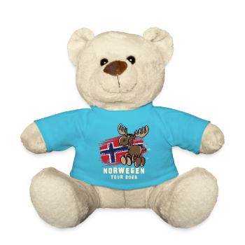 Norwegen Tour 2025 – Flagge & lustiger Elch - Teddy - Atollblau - Vorne