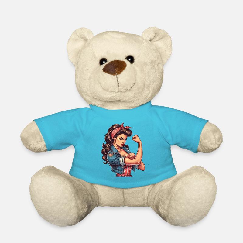 Femme forte confiante Rockabilly cadeau - Nounours - bleu outremer