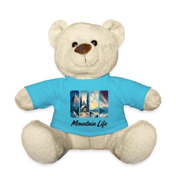 Mountain View with Forest Cabin and Lake - Teddy Bear - atoll blue - Front