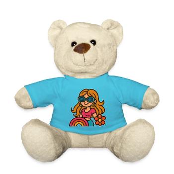 Retro Summer Girl - Flower Power Look - Teddy Bear - atoll blue - Front
