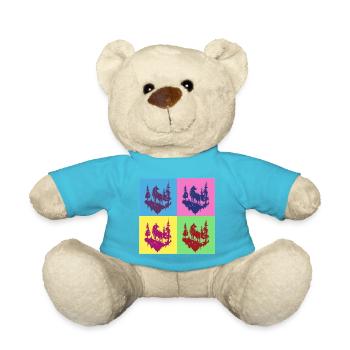 Wolf Wolf Head Forest Nature Mountains Wilderness Pop Art - Teddy Bear - atoll blue - Front
