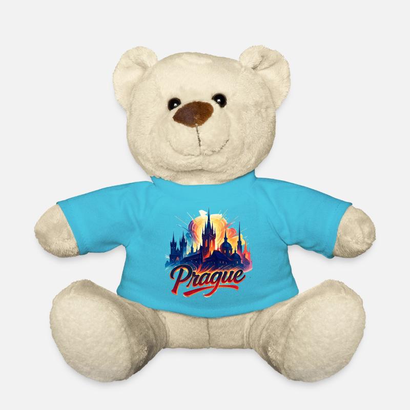 Prag Hauptstadt Tschechien Silhouette Geschenk - Teddy - Atollblau