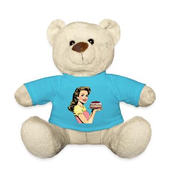 Baking Cake Baking Queen Baking Fairy Baker Pop Art - Teddy Bear - atoll blue - Front