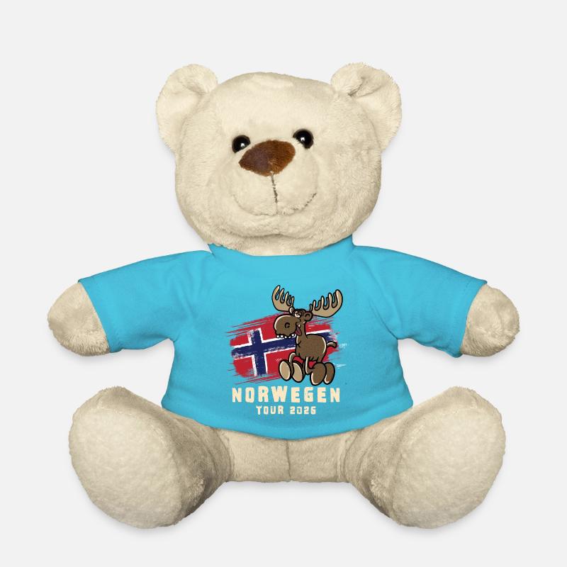 Norwegen Tour 2026 mit lustigem Elch - Teddy - Atollblau