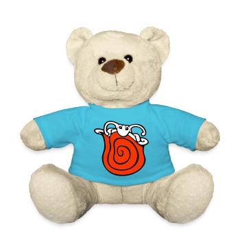 Snail shell snail hides cute shy - Teddy Bear - atoll blue - Front