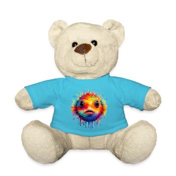 Farbexplosion Pufferfisch Kunstdruck - Teddy - Atollblau - Vorne
