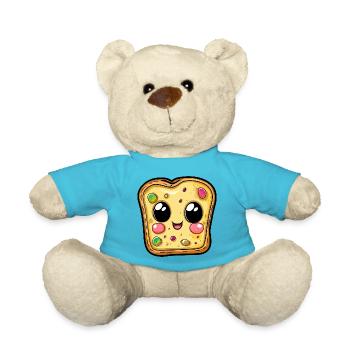 Visage de tranche de pizza kawaii - Nounours - bleu outremer - Devant