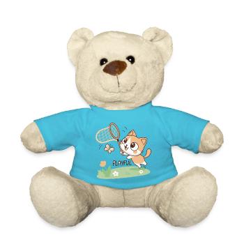 Playable kitten and butterfly - Teddy Bear - atoll blue - Front