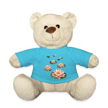 Mehrere polygonale Seerosen auf grünen Blättern - Teddy - Atollblau - Vorne