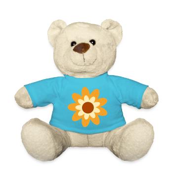 70er Jahre Retro Blume Blüte Geschenk Hippie Musik - Teddy - Atollblau - Vorne