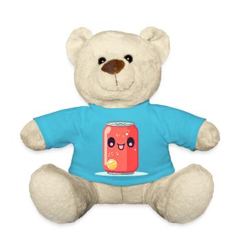 Kawaii Lemonade Tin with Face - Teddy Bear - atoll blue - Front