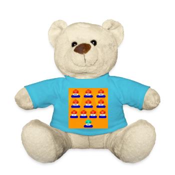 Colorful Number Field Shirts - Teddy Bear - atoll blue - Front